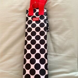 Thirty-One Black Polka Dot Insulated Wine Tote with Red Handles